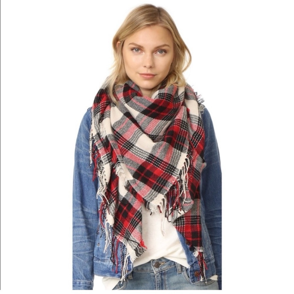 Madewell Plaid Cozyweave Wrap Scarf in Red
